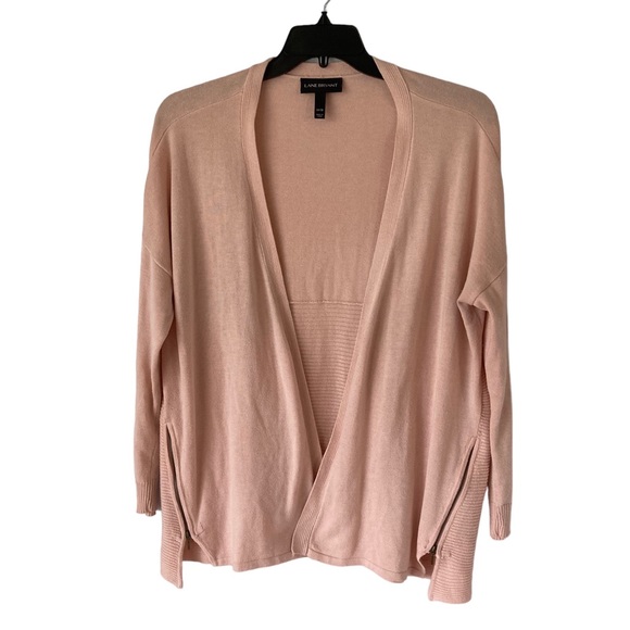 Lane Bryant Womens Cardigan Sweater Peach Long Sleeve Open Front Ribbed Sz 14/16 - Picture 1 of 8